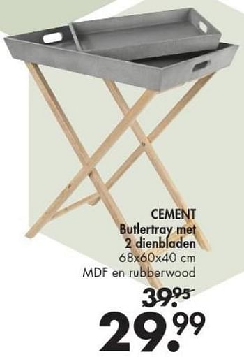 Promoties Cement butlertray met 2 dienbladen - Huismerk - Casa - Geldig van 01/02/2016 tot 28/02/2016 bij Casa