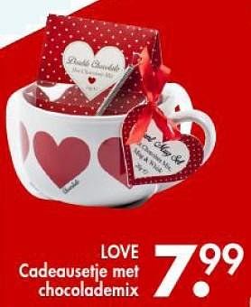 Promoties Love cadeausetje met chocolademix - Huismerk - Casa - Geldig van 01/02/2016 tot 28/02/2016 bij Casa