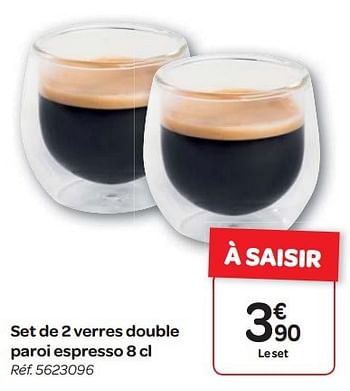 2 Tasses À Café Double Paroi - Verre à Prix Carrefour