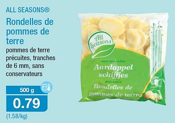 ALL SEASONS® Rondelles de pommes de terre bon marché chez ALDI