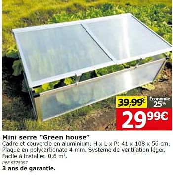 Promotions Mini serre green house - Produit maison - BricoPlanit - Valide de 01/03/2016 à 21/03/2016 chez BricoPlanit