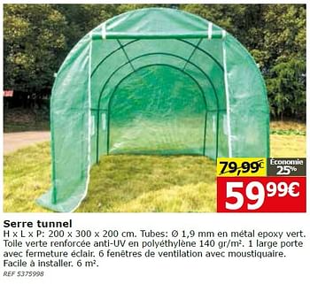 Promotions Serre tunnel - Produit maison - BricoPlanit - Valide de 01/03/2016 à 21/03/2016 chez BricoPlanit