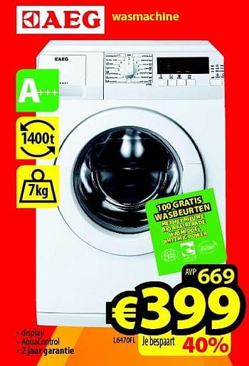 Promoties Aeg wasmachine l6470fl - AEG - Geldig van 01/03/2016 tot 31/03/2016 bij ElectroStock