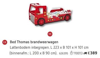 Promoties Bed thomas brandweerwagen - Huismerk - Dreamland - Geldig van 08/03/2016 tot 17/03/2017 bij Dreamland
