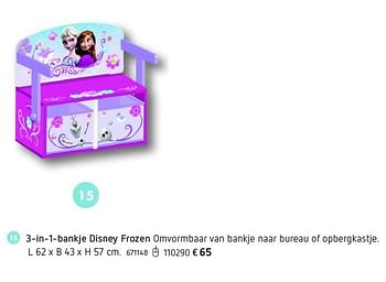Promoties 3-in-1-bankje disney frozen omvormbaar van bankje naar bureau of opbergkastje - Huismerk - Dreamland - Geldig van 08/03/2016 tot 17/03/2017 bij Dreamland