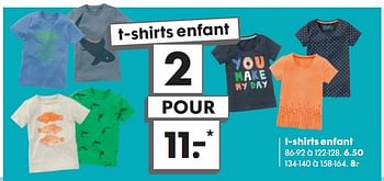 Promotions T-shirts enfant - Produit maison - Hema - Valide de 02/03/2016 à 15/03/2016 chez Hema
