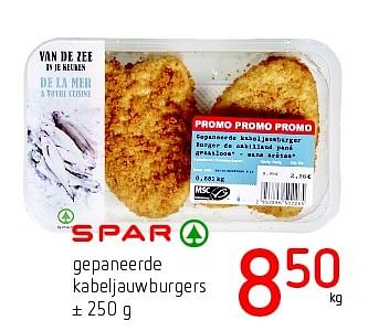 Promoties Gepaneerde kabeljauwburgers - Spar - Geldig van 10/03/2016 tot 23/03/2016 bij Eurospar (Colruytgroup)