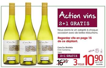 Promotions Cono sur bicicleta chili chardonnay blanc - Vins blancs - Valide de 10/03/2016 à 23/03/2016 chez Eurospar (Colruytgroup)
