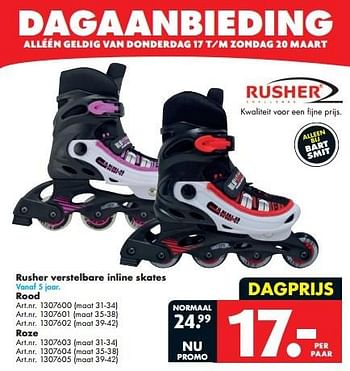 Promotions Rusher verstelbare inline skates - Rusher - Valide de 12/03/2016 à 27/03/2016 chez Bart Smit
