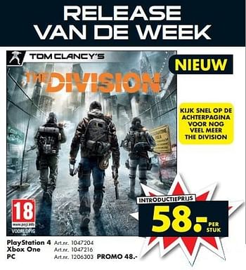 Promoties The division - Ubisoft - Geldig van 12/03/2016 tot 27/03/2016 bij Bart Smit