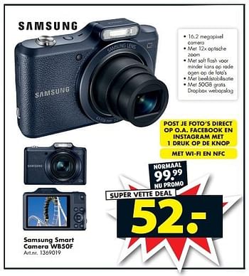 Promoties Samsung smart camera wb50f - Samsung - Geldig van 12/03/2016 tot 27/03/2016 bij Bart Smit