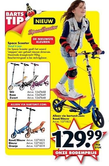 Promoties Space scooter alleen via bartsmit.com: rood-blauw - SpaceScooter - Geldig van 12/03/2016 tot 27/03/2016 bij Bart Smit