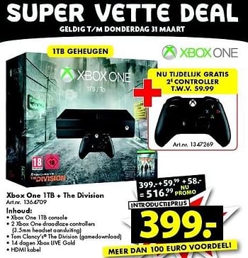 Promoties Xbox one 1tb + the division - Microsoft - Geldig van 19/03/2016 tot 03/04/2016 bij Bart Smit