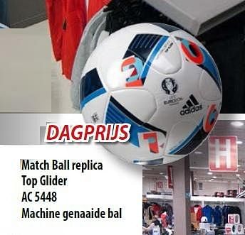 Promoties Match ball replica top glider ac 5448 machine genaaide bal - Adidas - Geldig van 22/03/2016 tot 03/04/2016 bij Vatana