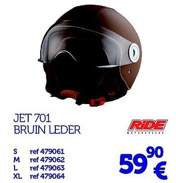 Promotions Jet 701 bruin leder - Ride Motorcycles - Valide de 22/03/2016 à 31/03/2017 chez Auto 5