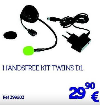 Promotions Handsfree kit twiins d1 - Produit maison - Auto 5  - Valide de 22/03/2016 à 31/03/2017 chez Auto 5