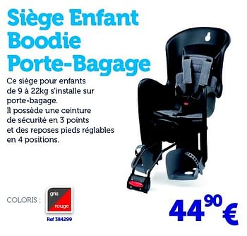 Promotions Siège enfant boodie porte-bagage - Produit maison - Auto 5  - Valide de 22/03/2016 à 31/03/2017 chez Auto 5