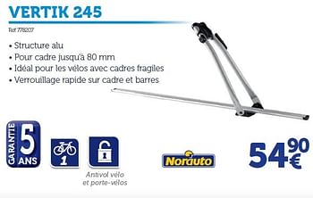 Promotions Porte-vélos de toit vertik 245 - Norauto - Valide de 25/03/2016 à 31/03/2017 chez Auto 5