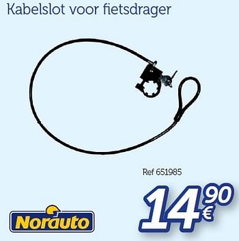 Promoties Kabelslot voor fietsdrager - Norauto - Geldig van 22/03/2016 tot 31/03/2017 bij Auto 5