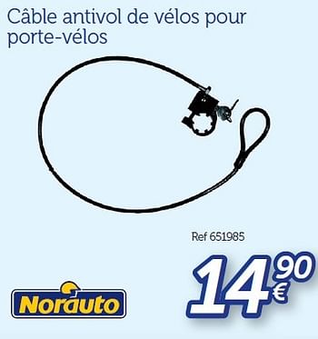 Promoties Accessoires porte-vélos câble antivol de vélos pour porte-vélos - Norauto - Geldig van 25/03/2016 tot 31/03/2017 bij Auto 5