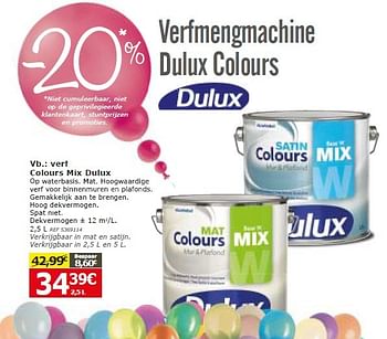 Promoties Verf colours mix dulux - Dulux - Geldig van 05/04/2016 tot 25/04/2016 bij BricoPlanit