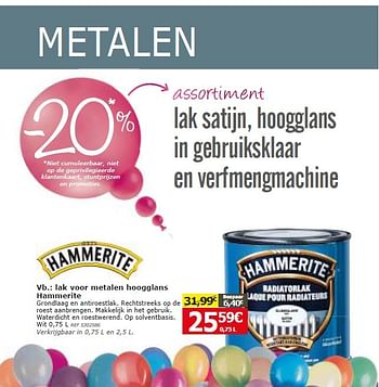 Promoties Lak voor metalen hoogglans hammerite - Hammerite - Geldig van 05/04/2016 tot 25/04/2016 bij BricoPlanit
