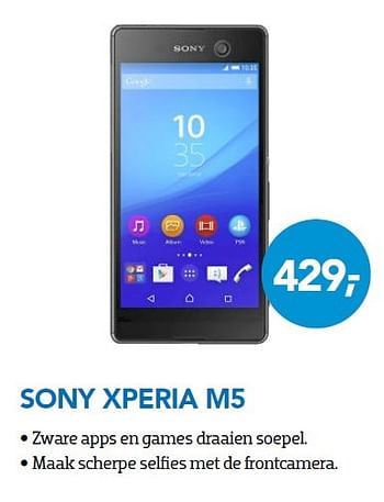Promoties Sony xperia m5 - Sony - Geldig van 01/04/2016 tot 30/04/2016 bij Coolblue