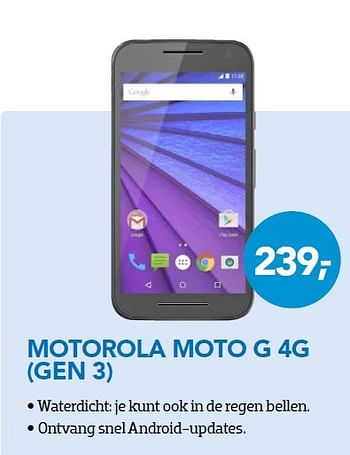 Promoties Motorola moto g 4g gen 3 - Motorola - Geldig van 01/04/2016 tot 30/04/2016 bij Coolblue