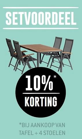 Promoties 10% korting setvoordeel tafel + 4 stoelen - Huismerk - Free Time - Geldig van 11/04/2016 tot 06/06/2016 bij Freetime