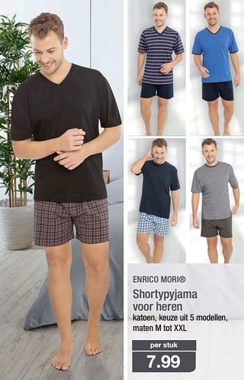 Promoties Shortypyjama voor heren - Enrico Mori - Geldig van 13/04/2016 tot 19/04/2016 bij Aldi