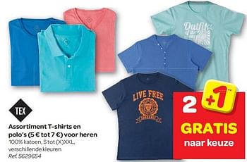 Promoties Assortiment t-shirts en polo`s voor heren - Tex - Geldig van 13/04/2016 tot 25/04/2016 bij Carrefour