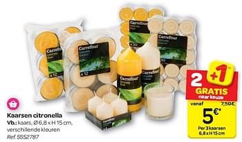 Promoties Kaarsen citronella - Huismerk - Carrefour  - Geldig van 13/04/2016 tot 25/04/2016 bij Carrefour