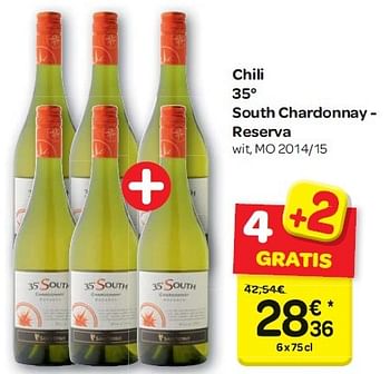 Promoties Chili 35° south chardonnay - reserva - Witte wijnen - Geldig van 13/04/2016 tot 25/04/2016 bij Carrefour