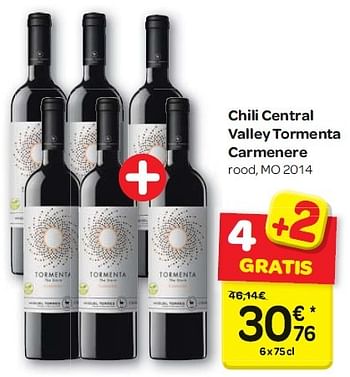 Promoties Chili central valley tormenta carmenere - Rode wijnen - Geldig van 13/04/2016 tot 25/04/2016 bij Carrefour