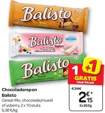 Promotions Chocoladerepen balisto - Balisto - Valide de 13/04/2016 à 25/04/2016 chez Carrefour