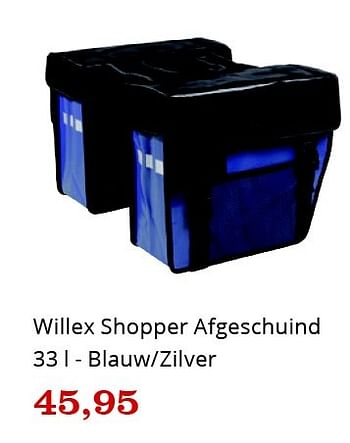 Promoties Willex shopper afgeschuind 33 l blauw-zilver - Willex - Geldig van 09/04/2016 tot 24/04/2016 bij Bol.com