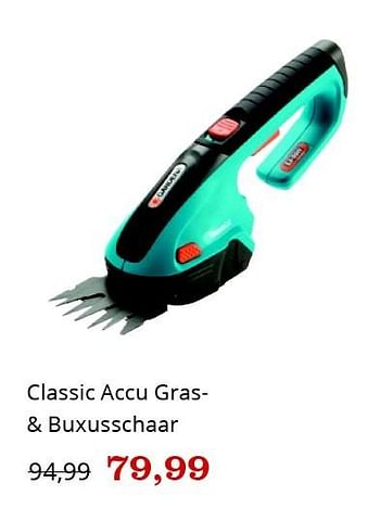Promoties Gardena classic accu gras-+ buxusschaar - Gardena - Geldig van 09/04/2016 tot 24/04/2016 bij Bol.com
