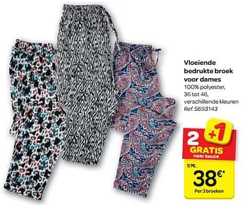Promoties Vloeiende bedrukte broek voor dames - Huismerk - Carrefour  - Geldig van 13/04/2016 tot 25/04/2016 bij Carrefour
