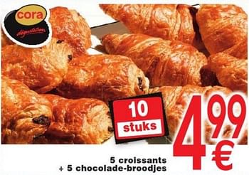 Promotions 5 croissants + 5 chocolade-broodjes - Produit maison - Cora - Valide de 12/04/2016 à 18/04/2016 chez Cora