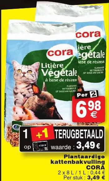 Promoties Plantaardige kattenbakvulling cora - Cora - Geldig van 12/04/2016 tot 25/04/2016 bij Cora