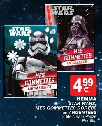 Promoties Hemma star wars, mes gommettes dorées en argentées - Star Wars - Geldig van 12/04/2016 tot 25/04/2016 bij Cora