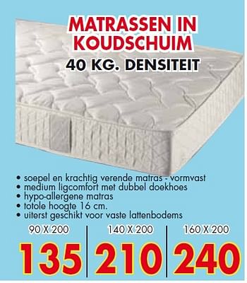 Promoties Matrassen in koudschuim - Huismerk - EmDecor - Geldig van 01/04/2016 tot 30/04/2016 bij Emdecor