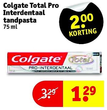 Promoties Colgate total pro interdentaal tandpasta - Colgate - Geldig van 12/04/2016 tot 17/04/2016 bij Kruidvat