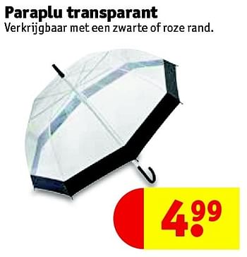 Promoties Paraplu transparant - Huismerk - Kruidvat - Geldig van 12/04/2016 tot 17/04/2016 bij Kruidvat