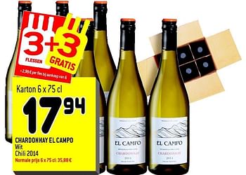 Promoties Chardonnay el campo wit chili 2014 - Witte wijnen - Geldig van 20/04/2016 tot 26/04/2016 bij Smatch