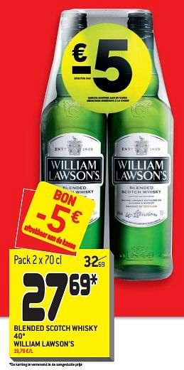 Promoties Blended scotch whisky 40° william lawson`s - William Lawson's - Geldig van 20/04/2016 tot 26/04/2016 bij Match