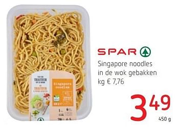 Promotions Singapore noodles in de wok gebakken - Spar - Valide de 21/04/2016 à 04/05/2016 chez Spar (Colruytgroup)