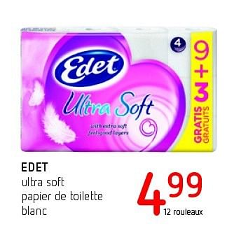 Promotions Edet ultra soft toiletpapier wit - Edet - Valide de 21/04/2016 à 04/05/2016 chez Eurospar (Colruytgroup)