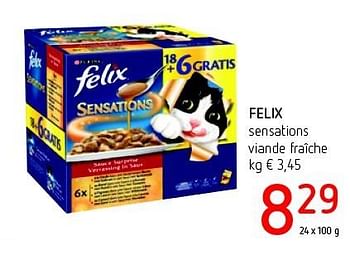 Promotions Felix sensations kattenvoeding vers vlees - Felix - Valide de 21/04/2016 à 04/05/2016 chez Eurospar (Colruytgroup)
