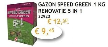Promoties Gazon speed green 1 kg renovatie 5 in 1 - Somers - Geldig van 04/04/2016 tot 30/04/2016 bij Crea Home